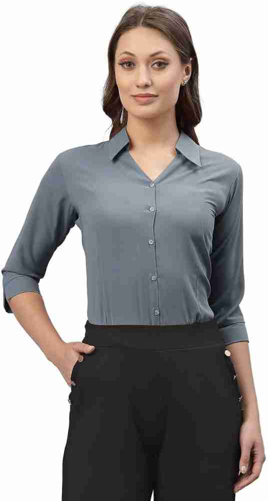 Grey formal shirt on sale women's