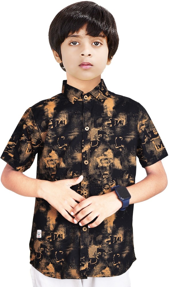 MOHINI CREATION Boys Printed Casual Gold, Black Shirt - Buy MOHINI CREATION  Boys Printed Casual Gold, Black Shirt Online at Best Prices in India