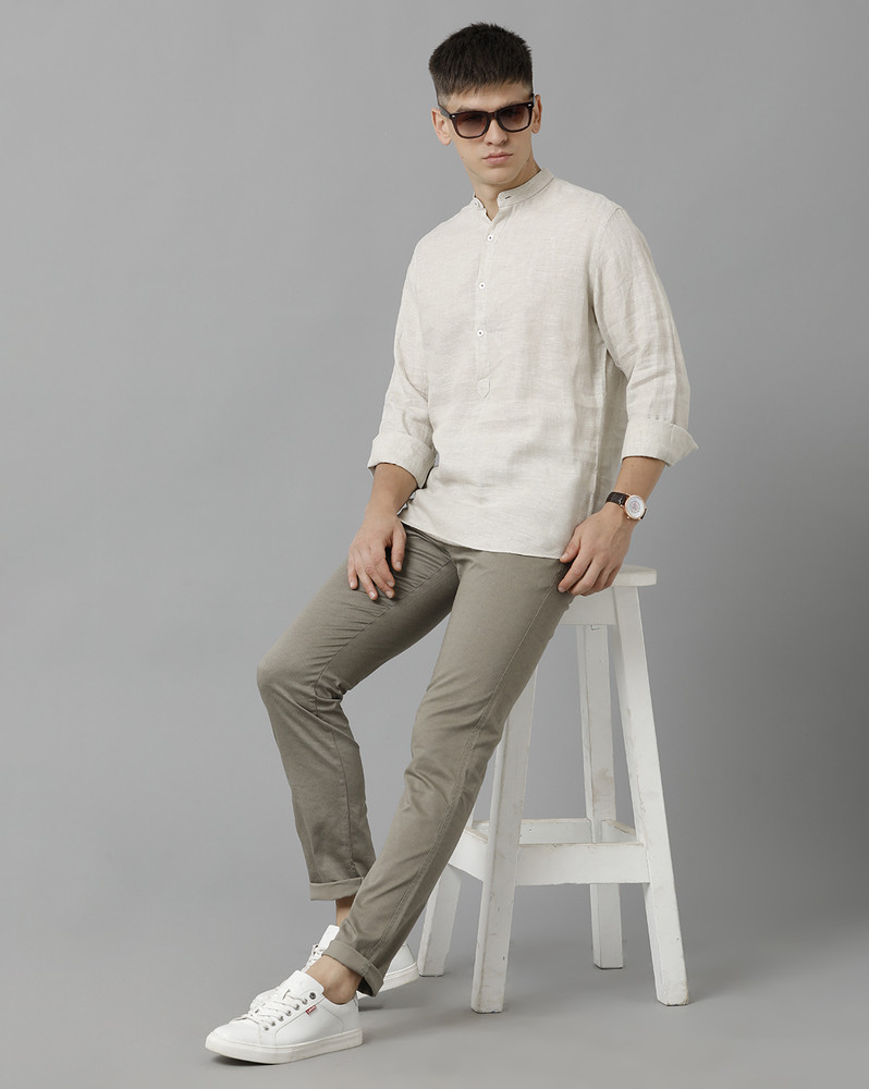Linen Club Men Solid Casual White Shirt Buy Linen Club Men Solid