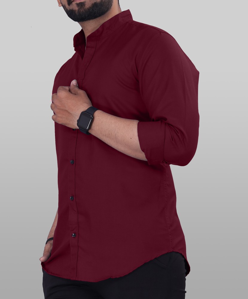 VeBNoR Men Solid Casual Maroon Shirt - Buy VeBNoR Men Solid Casual Maroon  Shirt Online at Best Prices in India