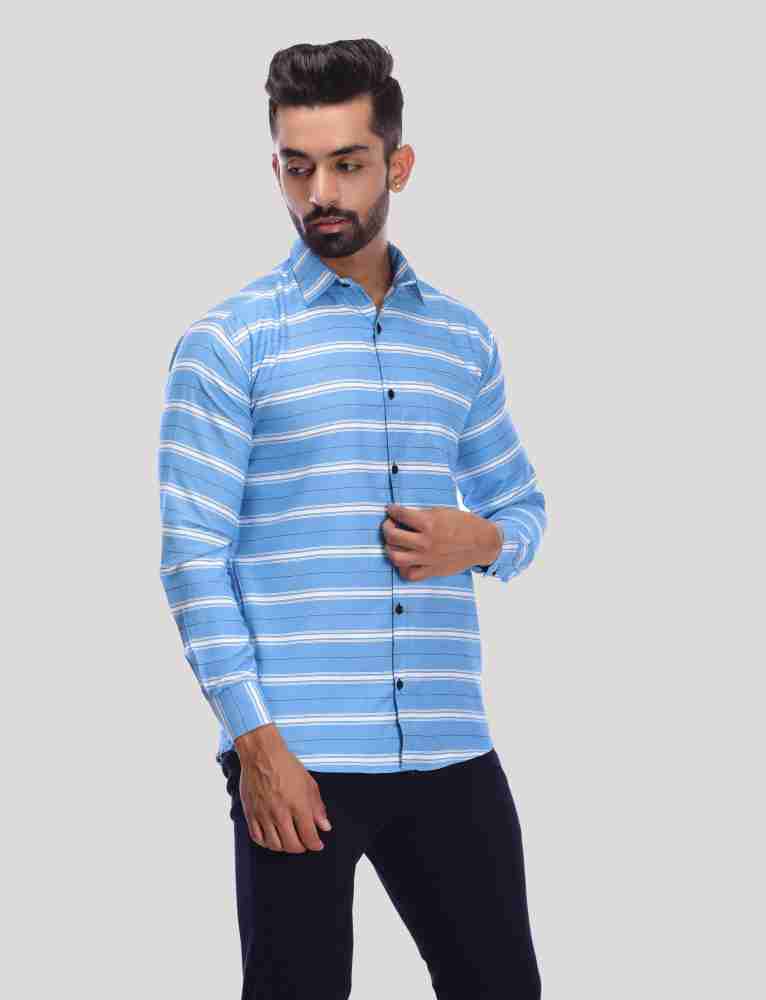LOVOCAL Men Striped Casual Blue Shirt - Buy LOVOCAL Men Striped