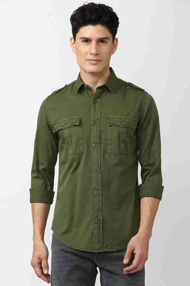 Peter england olive green shirt 2025