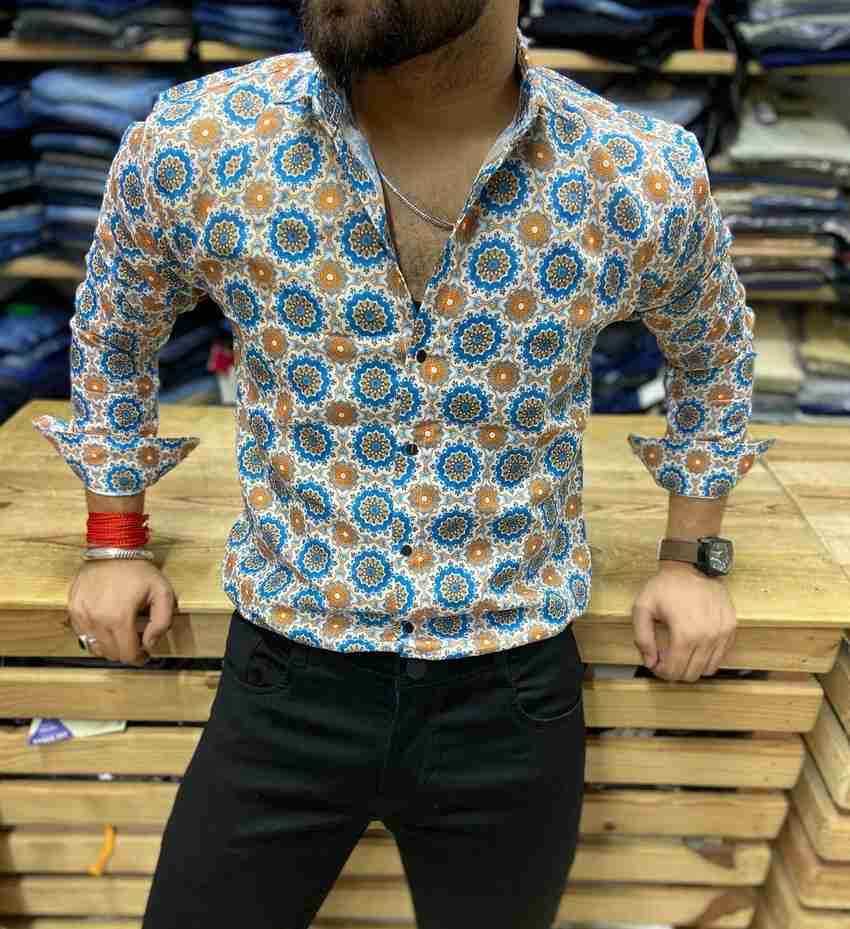 KAILASH TEXTILE Men Printed Casual Blue Shirt Buy KAILASH