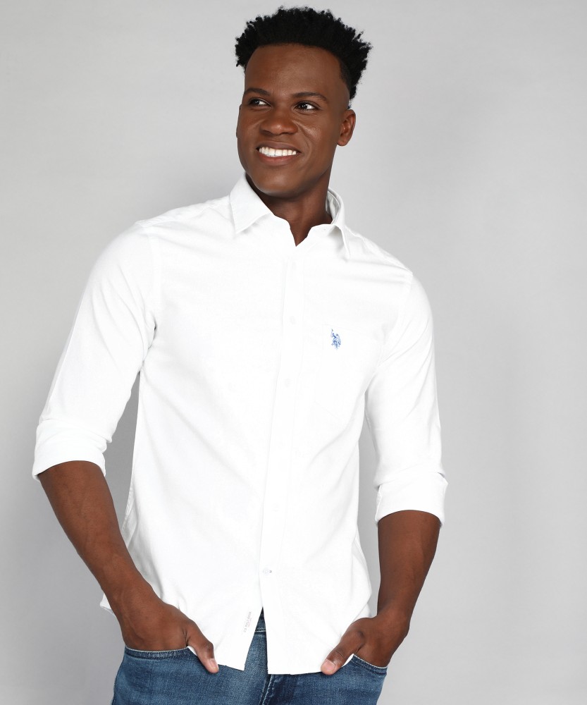 U.S. POLO ASSN. Men Solid Casual White Shirt - Buy U.S. POLO ASSN
