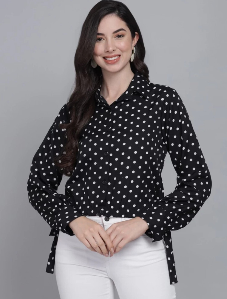RC FASHION Women Polka Print Casual Black Shirt Buy RC FASHION Women Polka Print Casual Black Shirt Online at Best Prices in India Flipkart