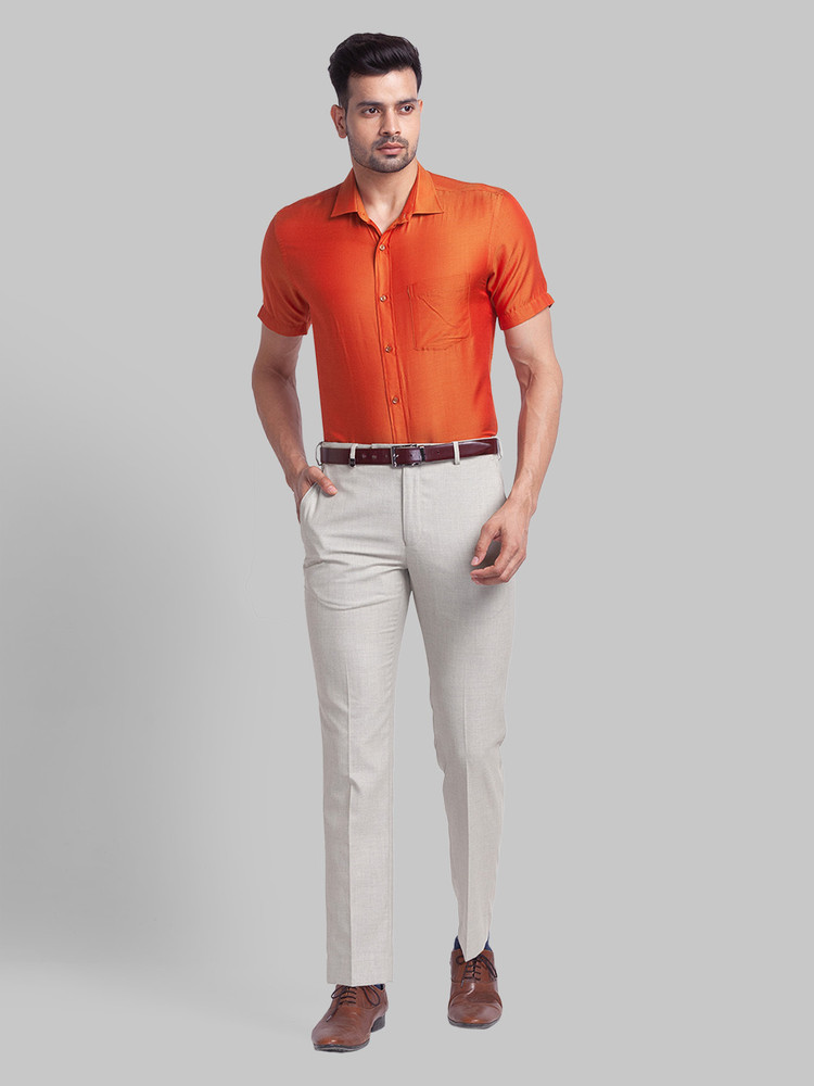Orange shirt grey pants clearance