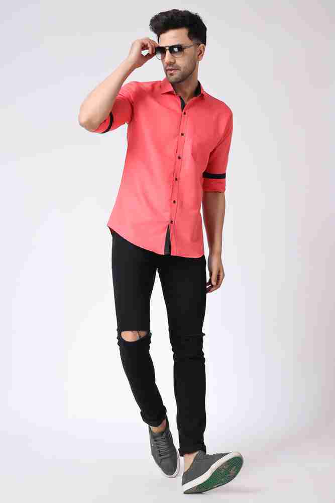 Pink shirt black jeans sale men
