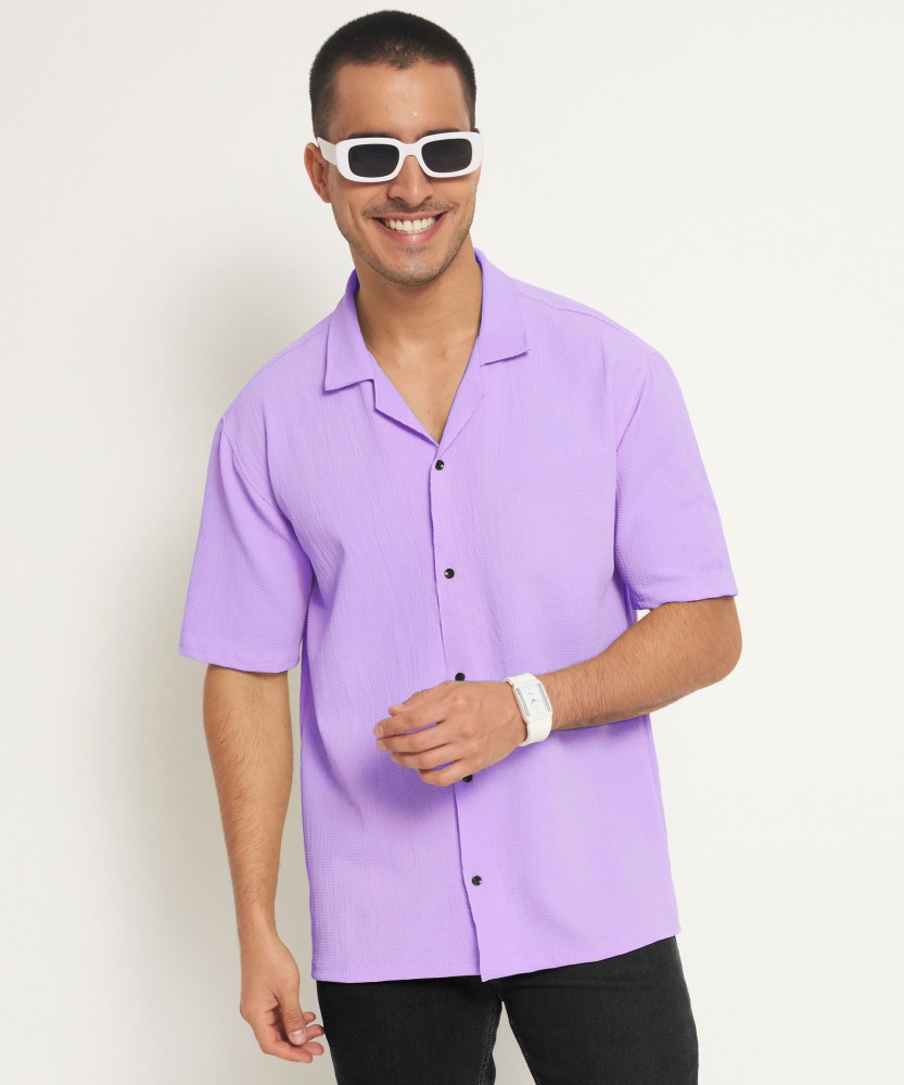 nexy Men Solid Casual Purple Shirt - Buy nexy Men Solid Casual Purple Shirt  Online at Best Prices in India