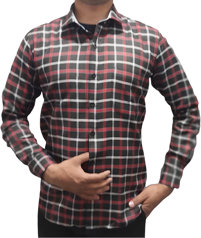 Red and black check best sale shirt flipkart