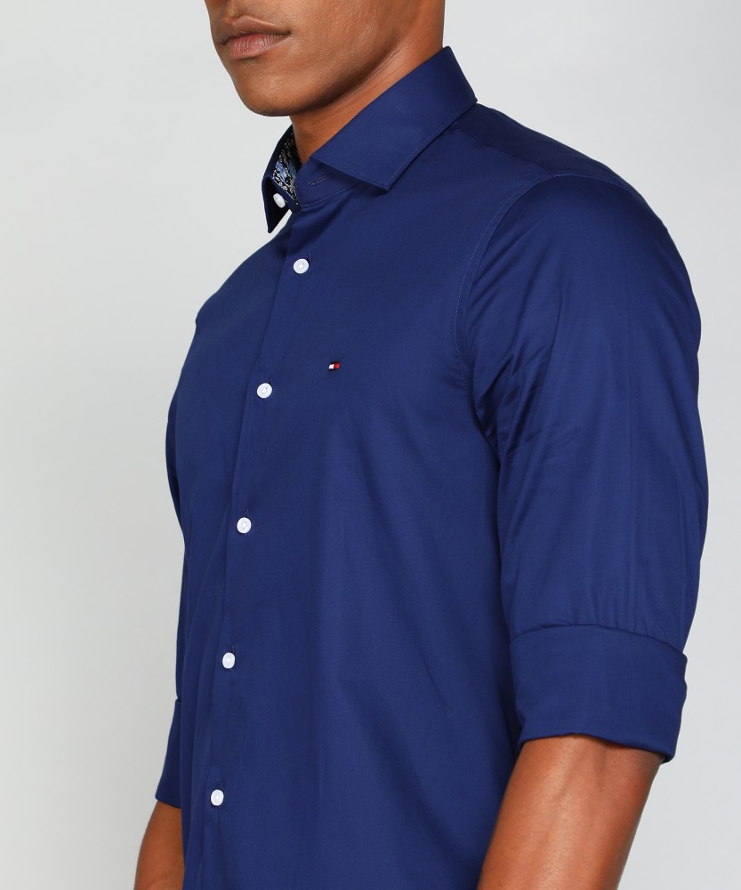 TOMMY HILFIGER Men Solid Casual Blue Shirt