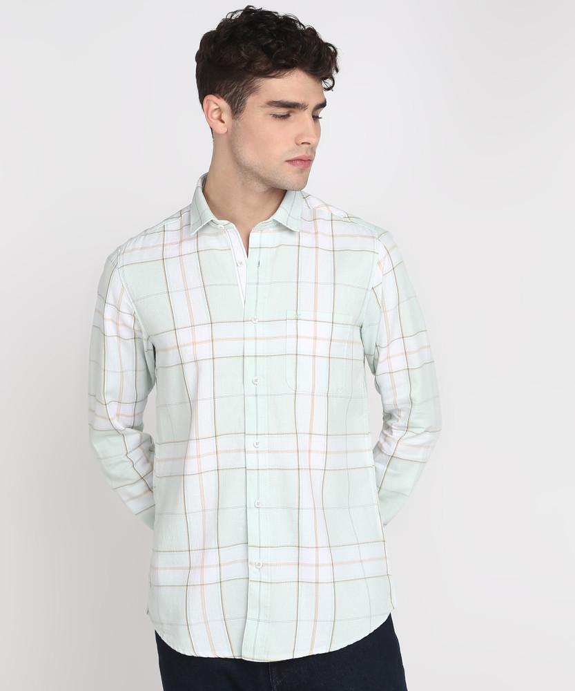 light green check shirt