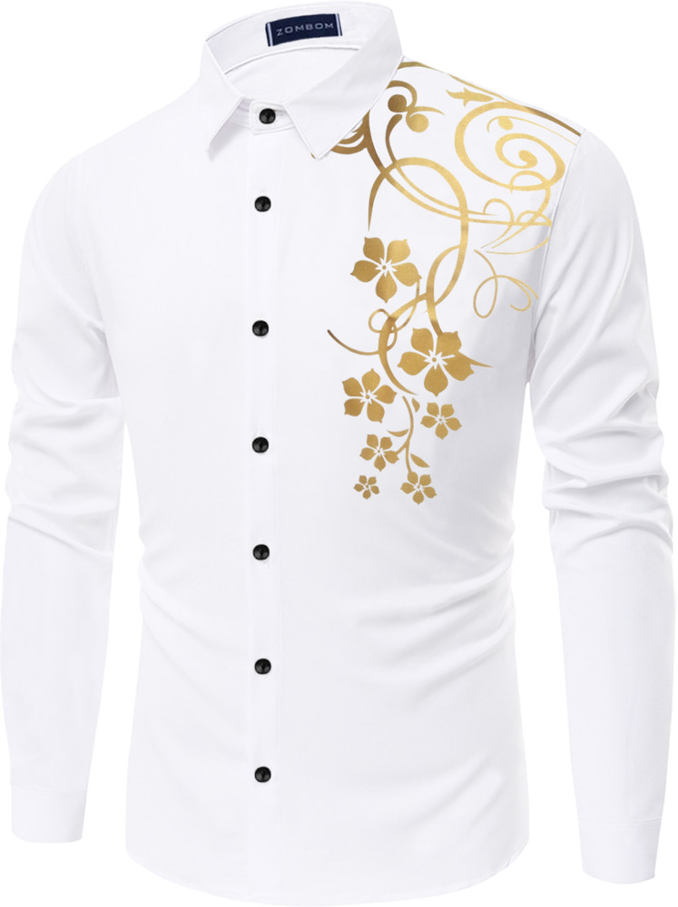 SHOPYCLICK Men Printed Casual White Gold Shirt Buy SHOPYCLICK Men Printed Casual White Gold Shirt Online at Best Prices in India Flipkart