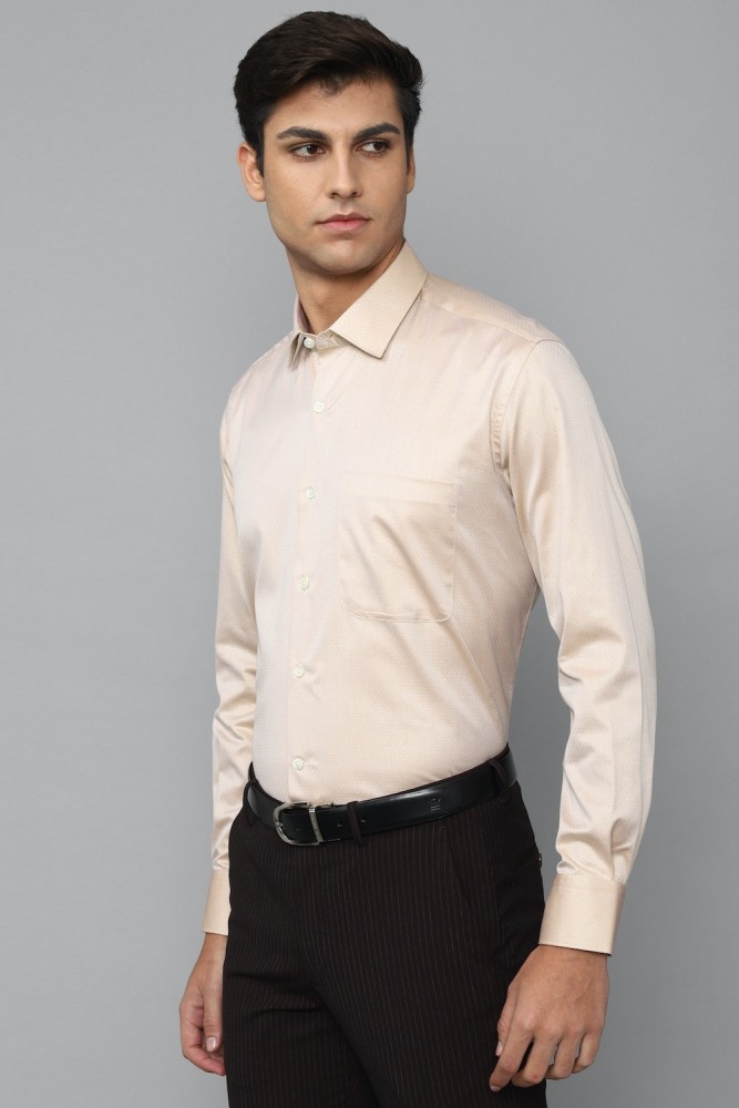 Louis Philippe Men Cream-Coloured Solid Classic Slim Fit Pure Cotton Formal  Shirt