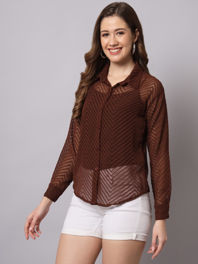 FUNDAY FASHION Women Solid Casual Brown Shirt - Buy FUNDAY FASHION Women  Solid Casual Brown Shirt Online at Best Prices in India