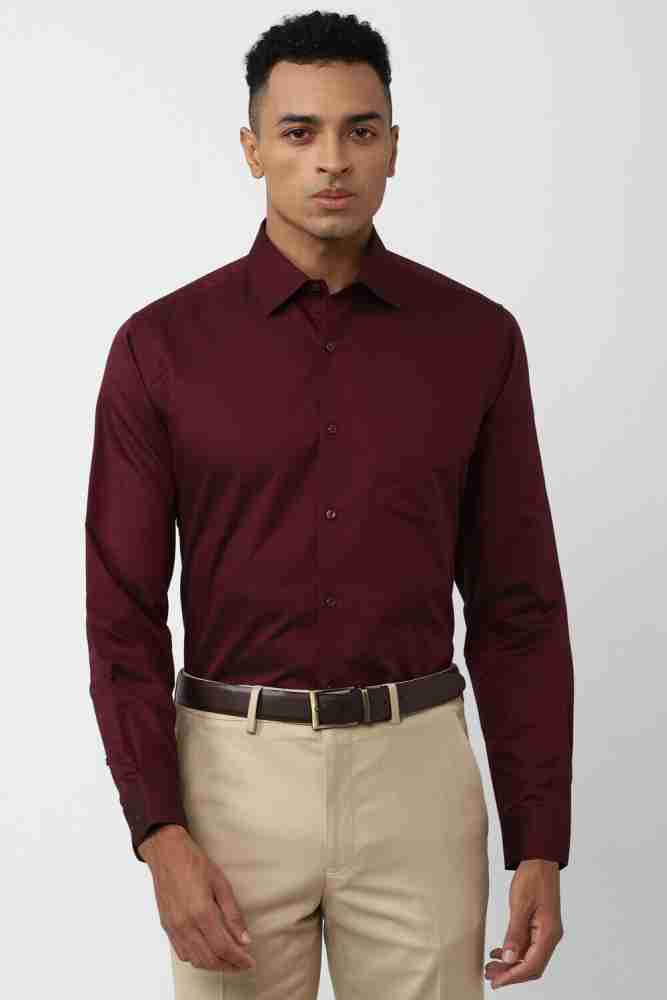 VAN HEUSEN Men Self Design Formal Maroon Shirt - Buy VAN HEUSEN Men Self  Design Formal Maroon Shirt Online at Best Prices in India