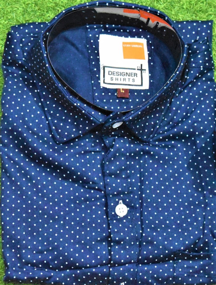 Dark blue shirt store with white dots