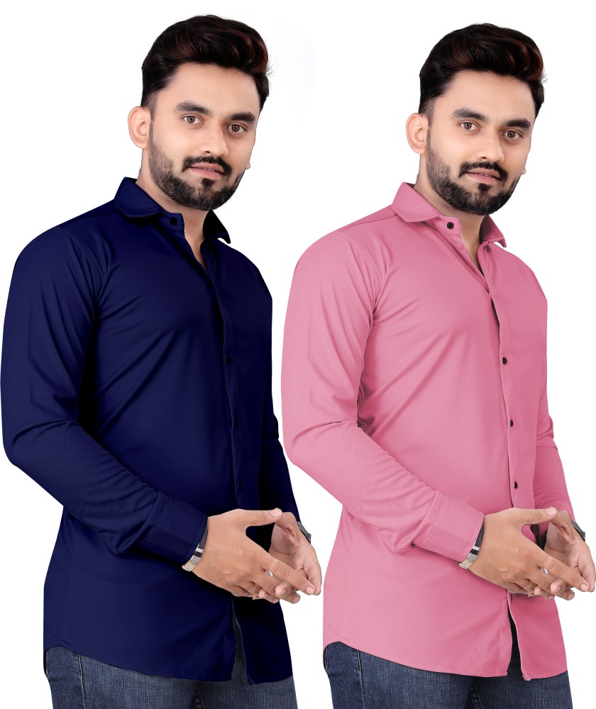 Buy Plus91 Men Solid Casual Pink Shirt Online at Best Prices in