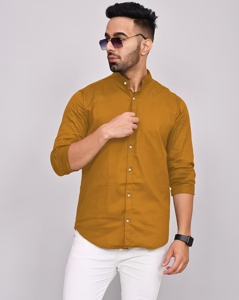 noyes fashion Men Solid Casual Yellow Shirt - Buy noyes fashion