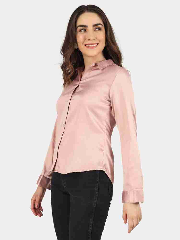 angloindu Women Solid Casual Pink Shirt - Buy angloindu Women