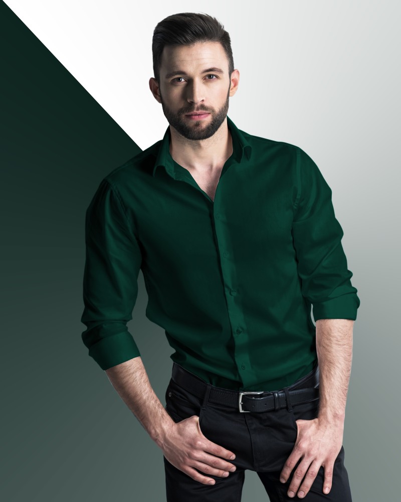 the artisan Men Solid Casual Dark Green Shirt - Buy the artisan