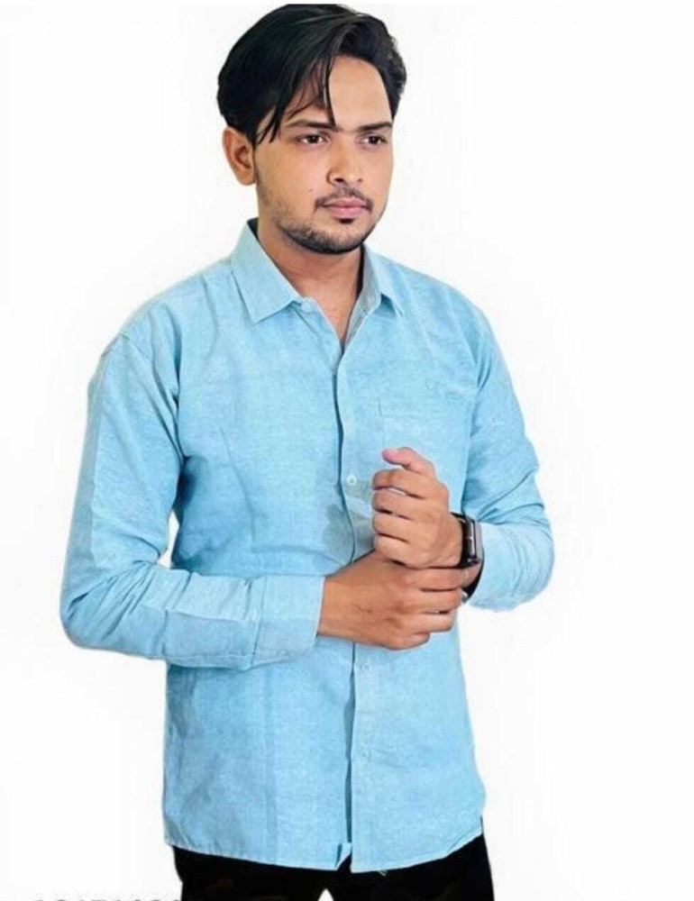 AS ENTERPRISES Men Solid Casual Light Blue Shirt - Buy AS