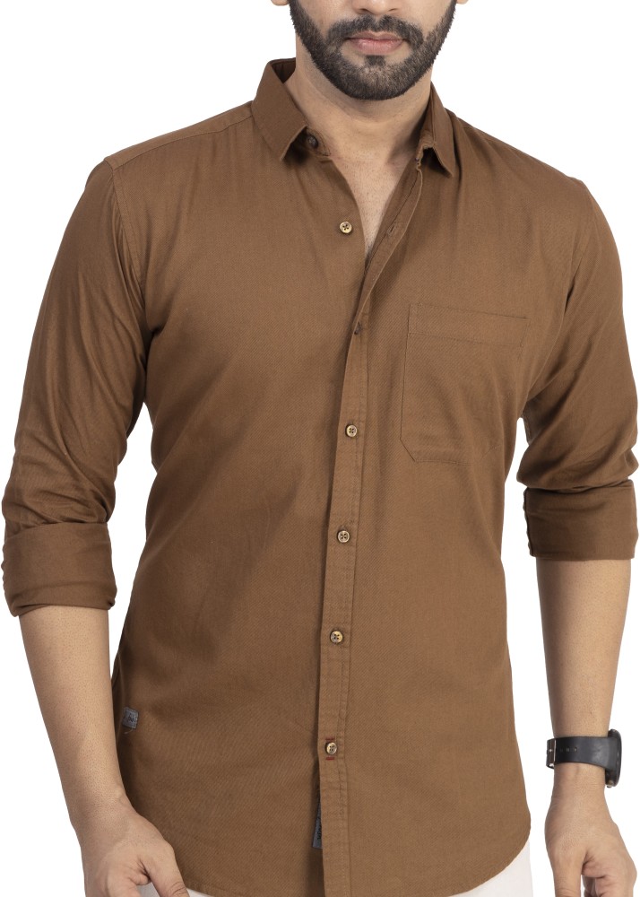 Mens brown shirt best sale