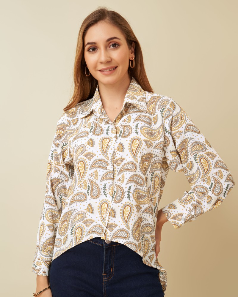 HOUSE OF MIRA Women Printed Casual White, Gold, Grey Shirt - Buy HOUSE OF  MIRA Women Printed Casual White, Gold, Grey Shirt Online at Best Prices in  India