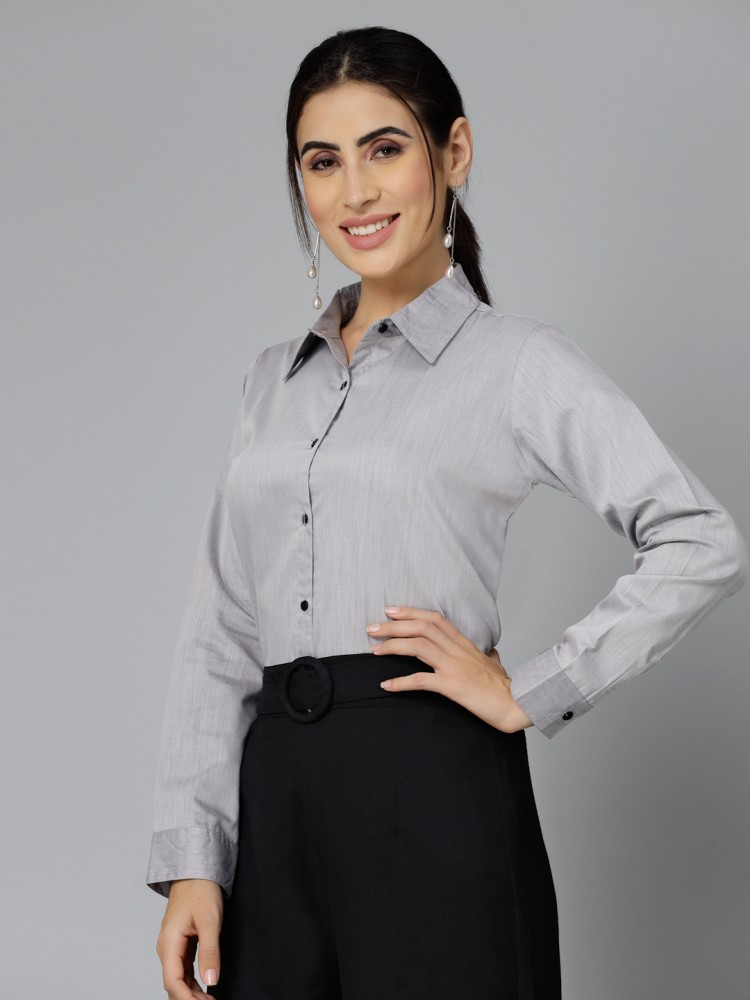 Style Quotient Women Solid Casual Grey Shirt - Buy Style Quotient