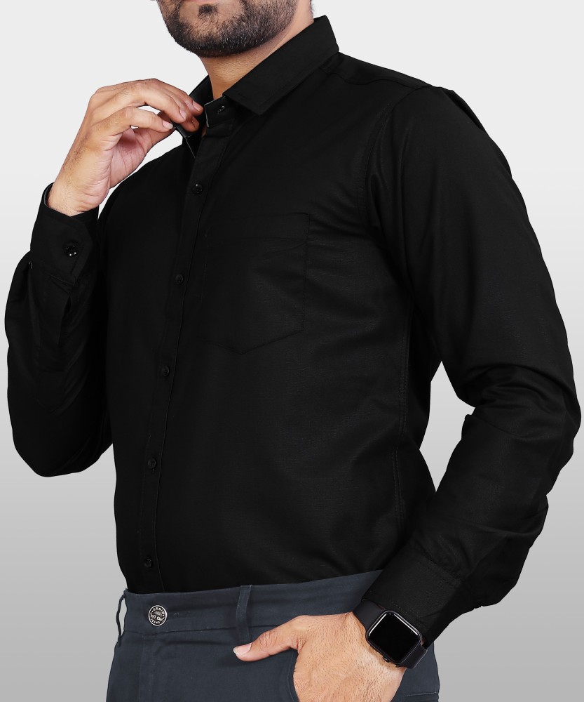 VeBNoR Men Solid Casual Black Shirt - Buy VeBNoR Men Solid Casual Black  Shirt Online at Best Prices in India