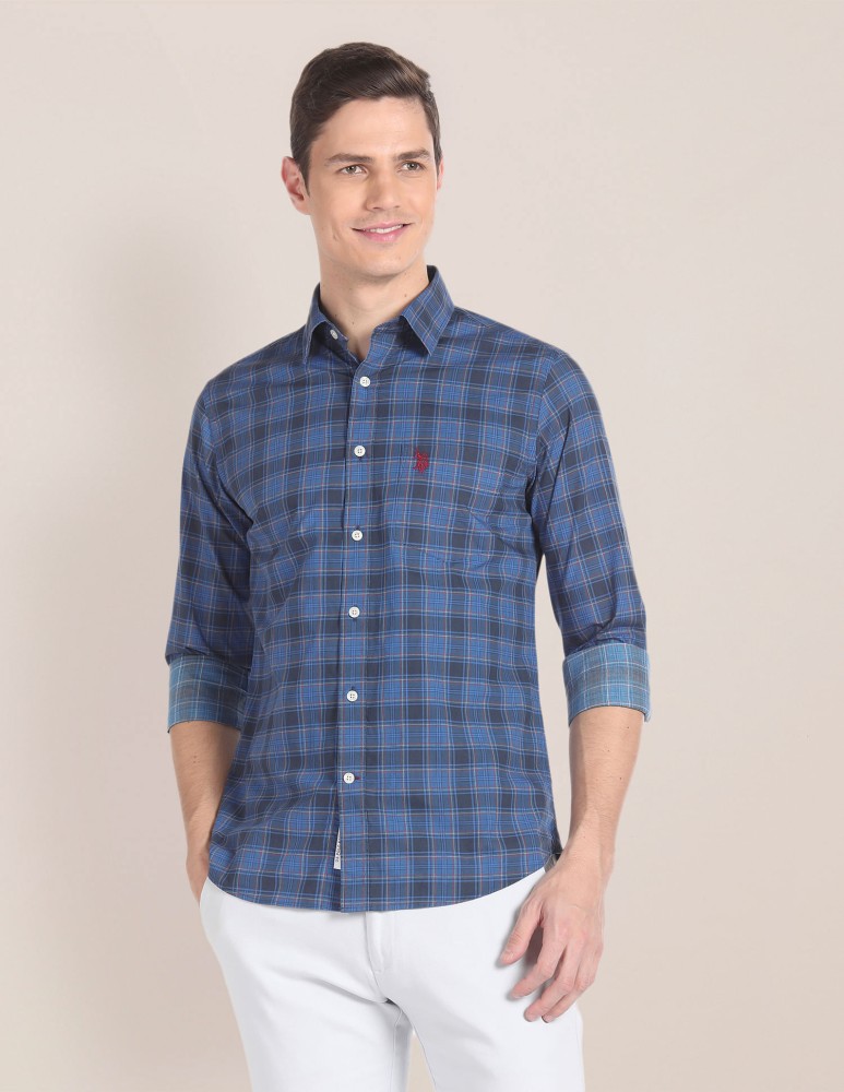 U.S. Polo Assn. Denim Co. Men Checkered Casual Grey Shirt