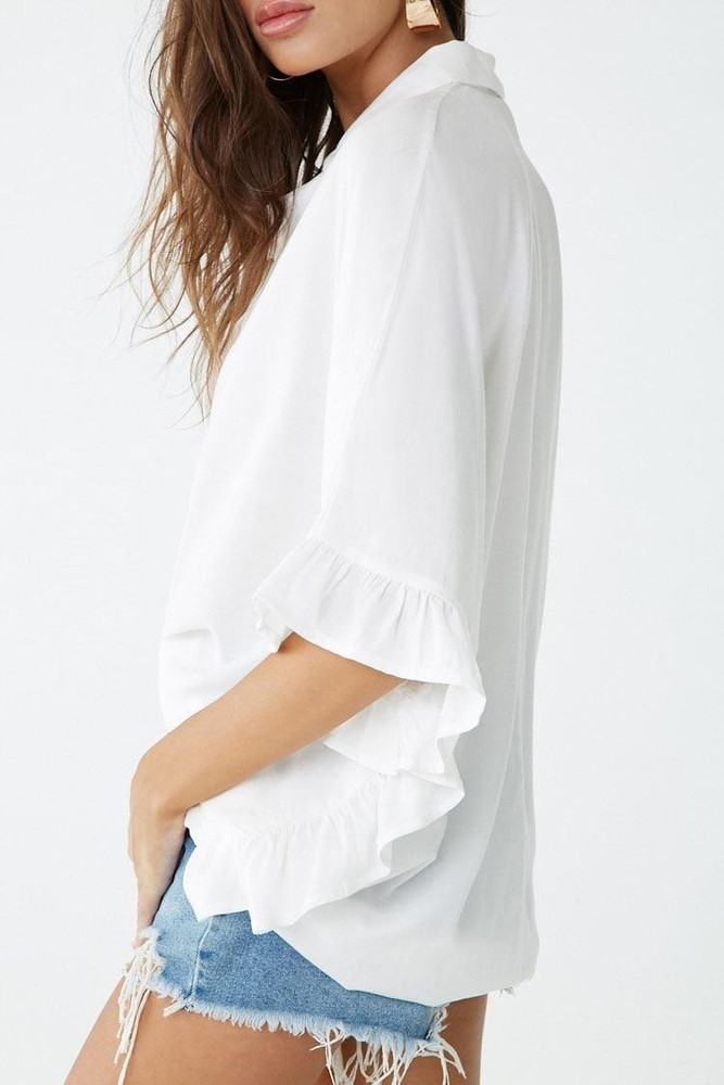 white ruffle shirt forever 21
