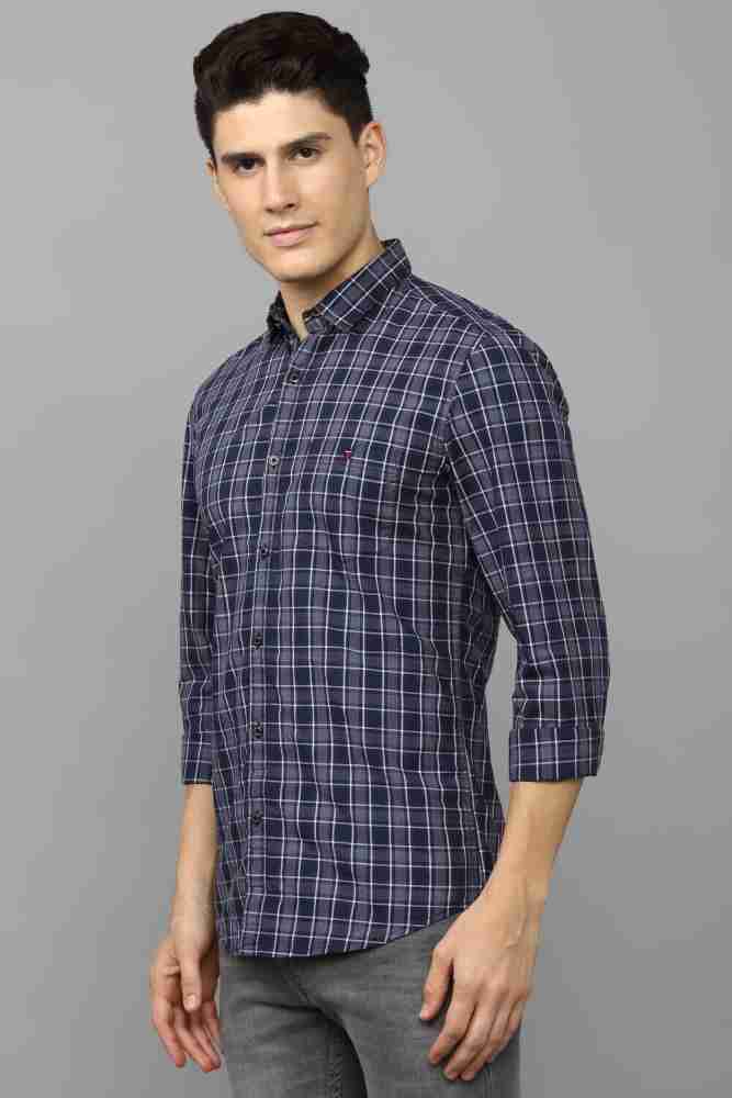 LOUIS PHILIPPE Men Checkered Casual Dark Blue Shirt - Buy LOUIS