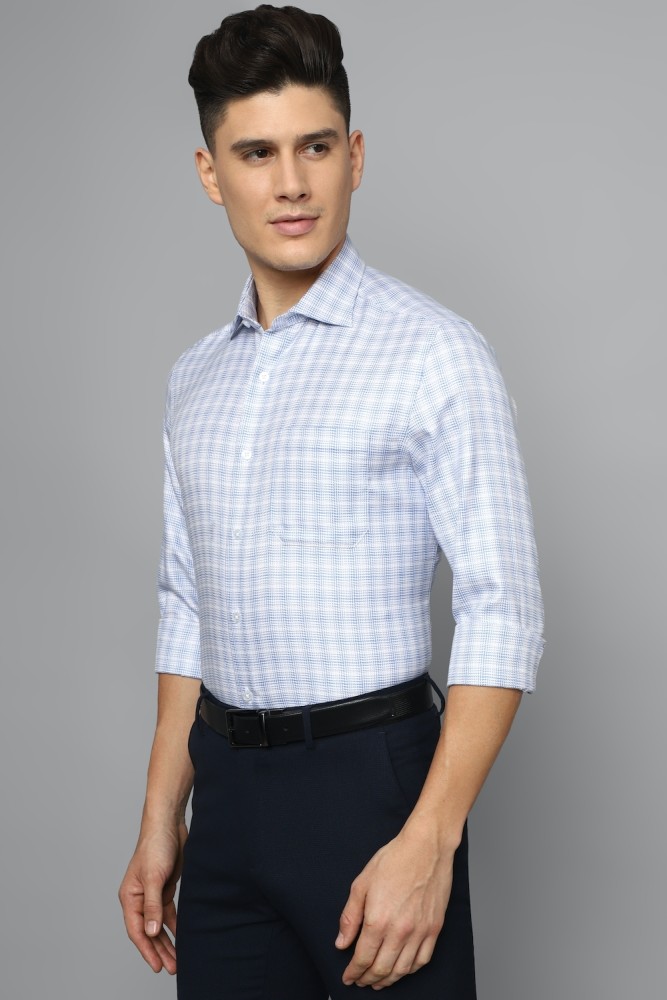 Louis Philippe Formal Shirts : Buy Louis Philippe Men Light Blue Slim Fit  Check Full Sleeves Formal Shirt Online