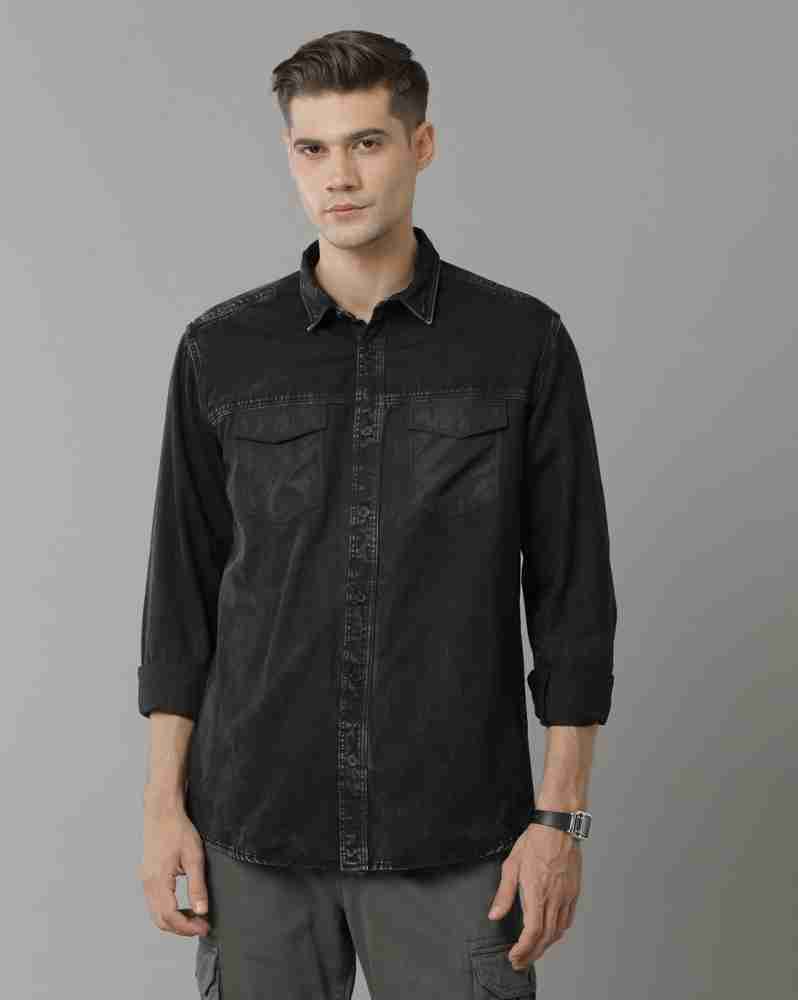 Denim shirt black jeans men best sale