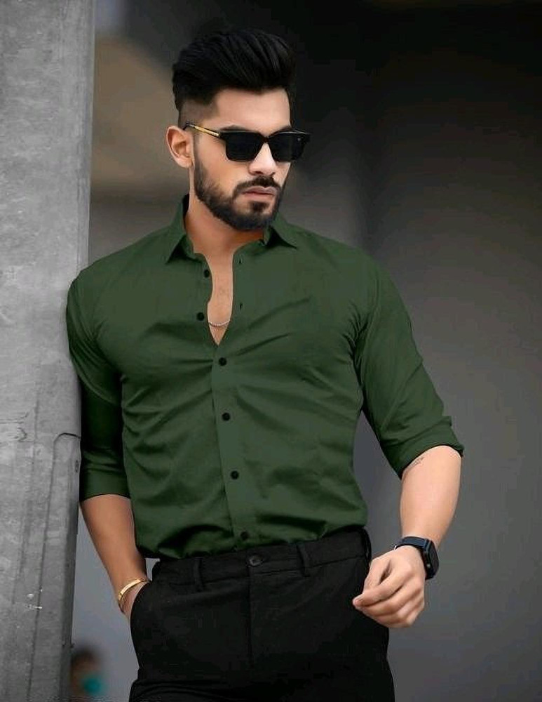 PRANEH Men Solid Formal Green Shirt Buy PRANEH Men Solid Formal Green Shirt Online at Best Prices in India Flipkart