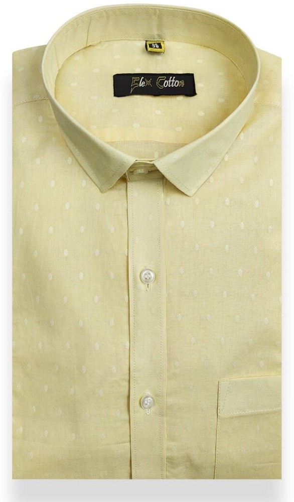 Punekar Cotton Men Embroidered Formal Yellow Shirt - Buy Punekar Cotton Men  Embroidered Formal Yellow Shirt Online at Best Prices in India