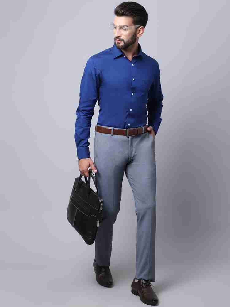 Royal blue best sale shirt grey pants