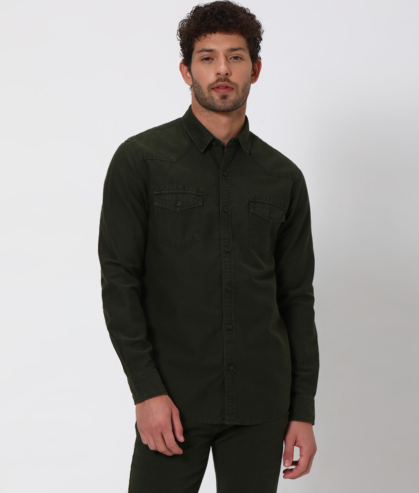 MUFTI Men Solid Casual Green Shirt Buy MUFTI Men Solid Casual Green Shirt Online at Best Prices in India Flipkart