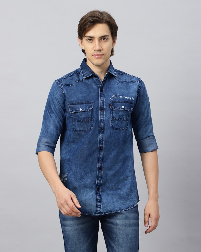 GRANDSTITCH Men Washed Casual Blue Shirt Buy GRANDSTITCH Men Washed Casual Blue Shirt Online at Best Prices in India Flipkart