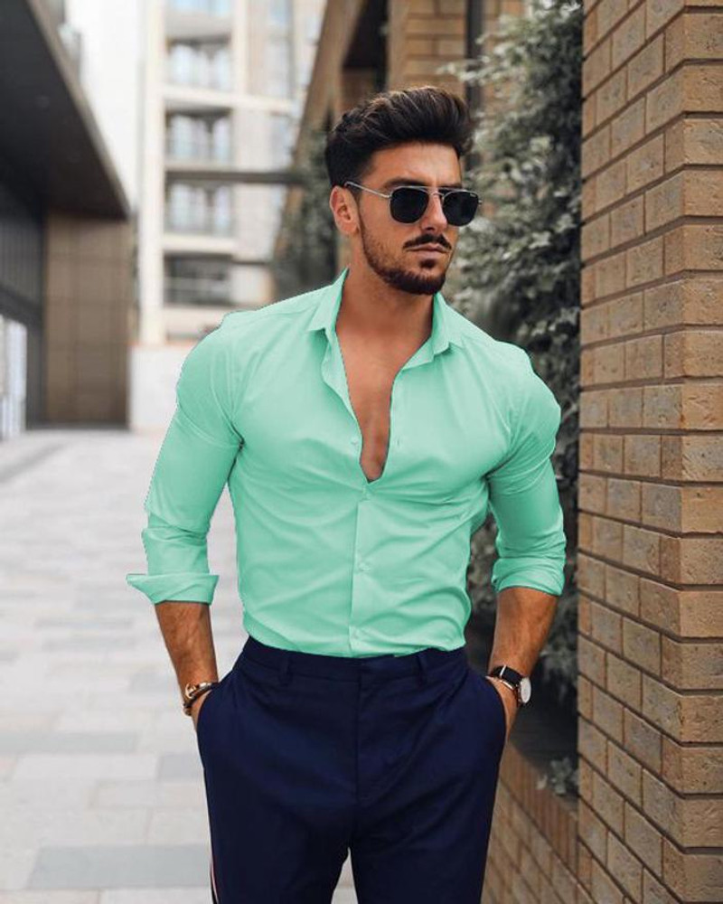 Plus91 Men Solid Casual Light Green Shirt - Buy Plus91 Men Solid Casual  Light Green Shirt Online at Best Prices in India | Flipkart.com