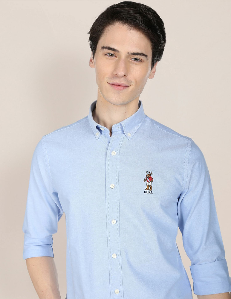 U.S. POLO ASSN. Men Solid Casual Blue Shirt - Buy U.S. POLO ASSN. Men Solid  Casual Blue Shirt Online at Best Prices in India | Flipkart.com