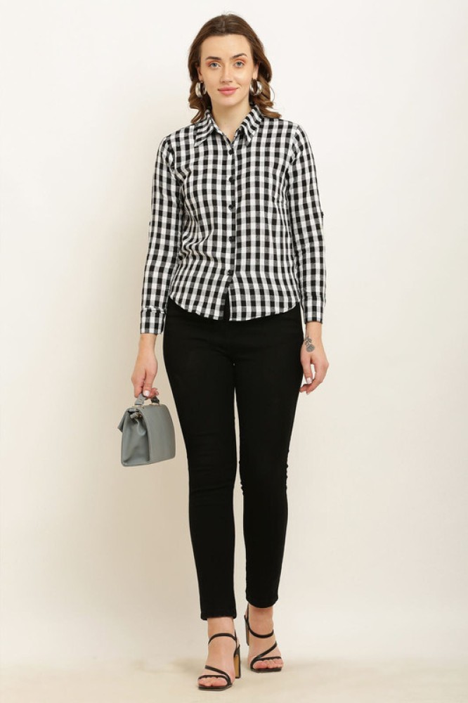 Houseofchic Women Checkered Casual Black, White Shirt - Buy Houseofchic  Women Checkered Casual Black, White Shirt Online at Best Prices in India