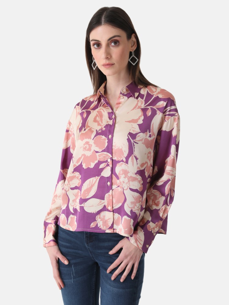 purple floral shirt womens