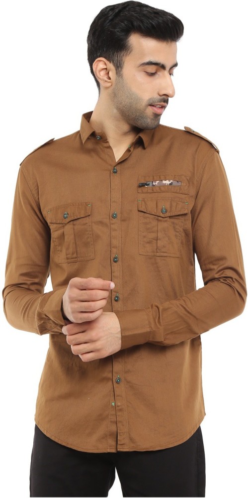 V-MART Men Solid Casual Brown Shirt - Buy V-MART Men Solid Casual Brown  Shirt Online at Best Prices in India