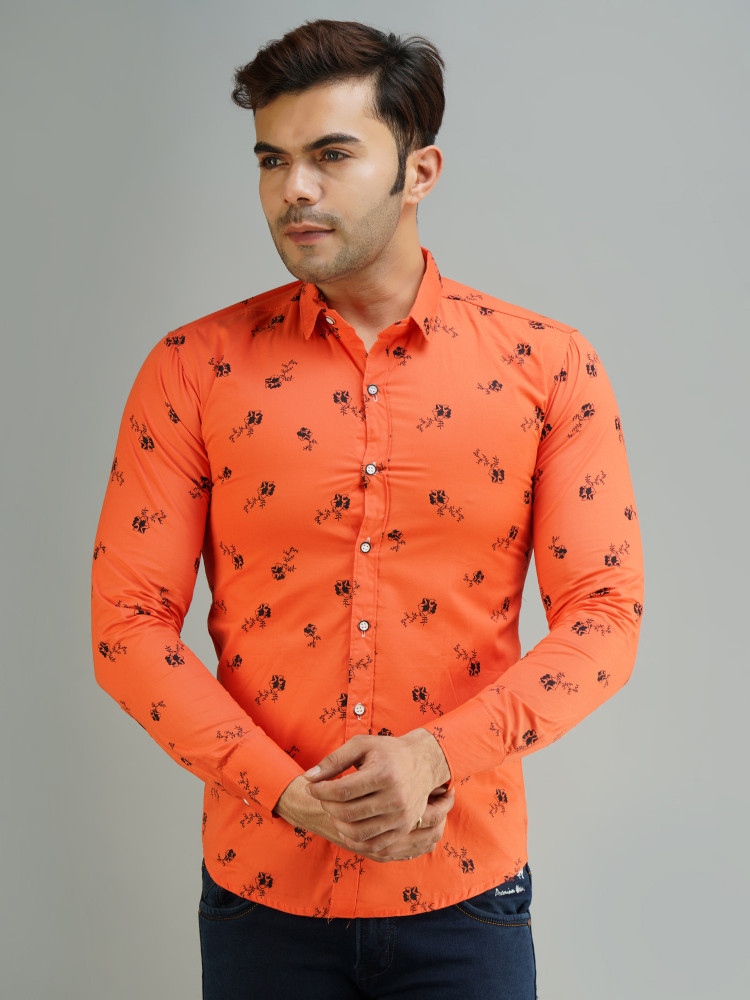 Orange printed sale shirt