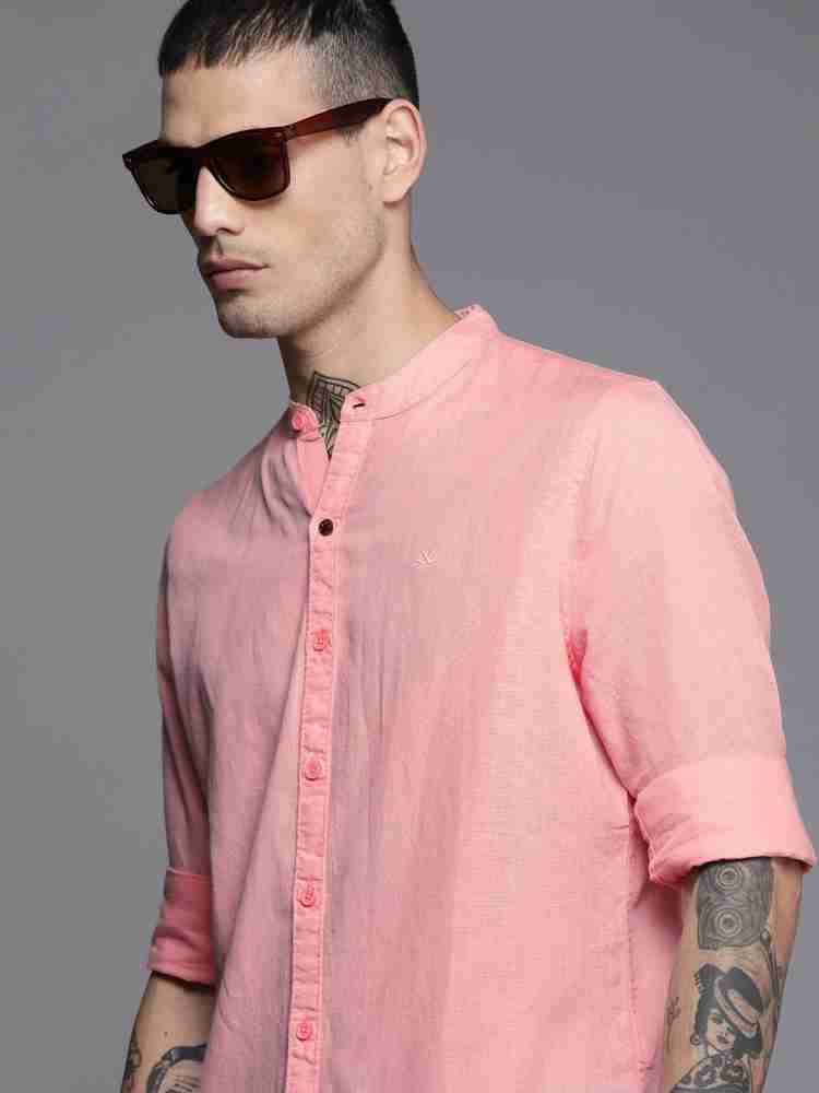 WROGN Men Pink Slim Fit Solid Casual Shirt