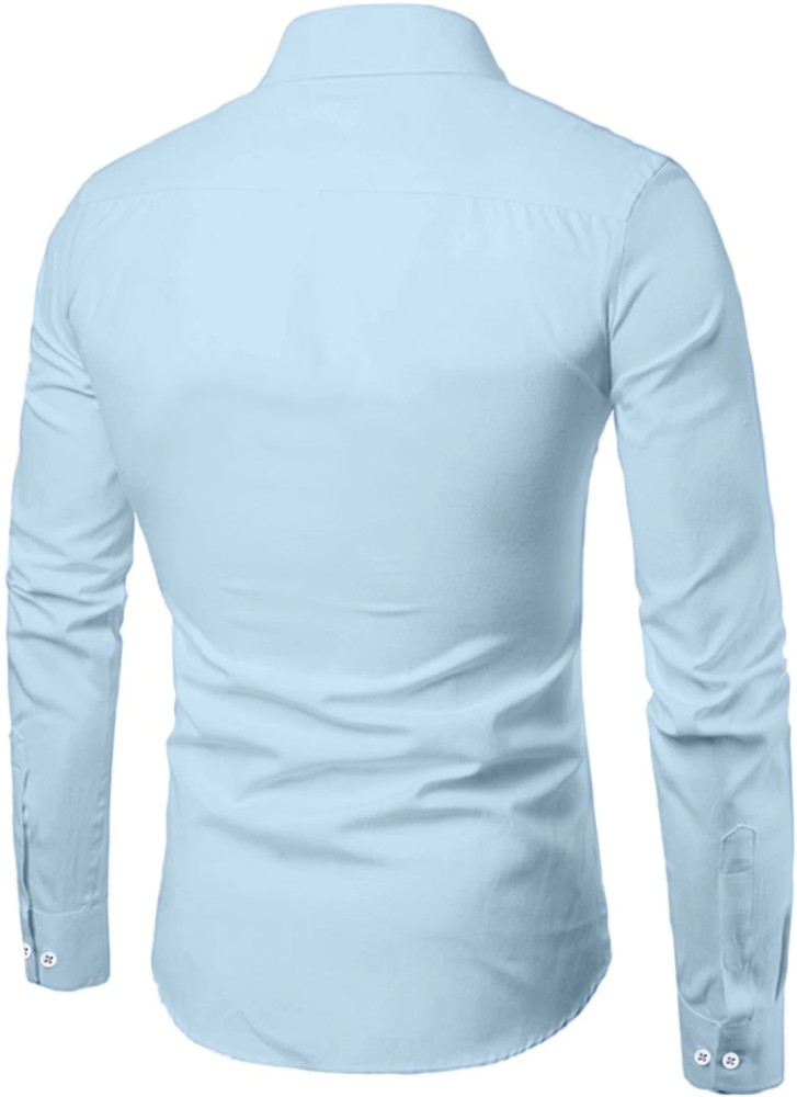 Bhankicreation Men Solid Casual Light Blue Shirt - Buy