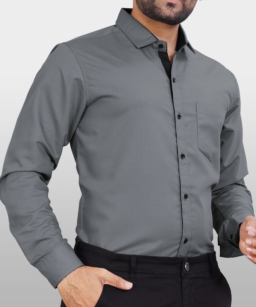 VeBNoR Men Solid Formal Grey Shirt Buy VeBNoR Men Solid Formal