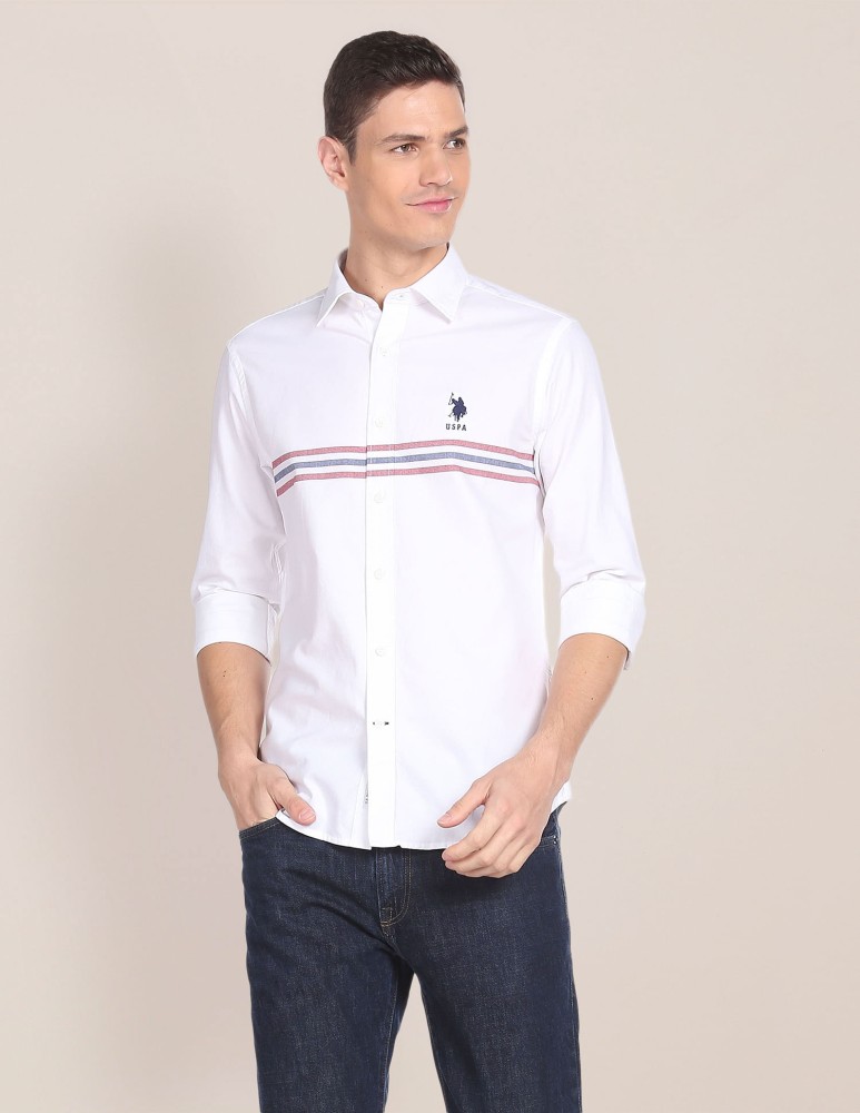 U.S. POLO ASSN. Men Solid Casual White Shirt - Buy U.S. POLO ASSN. Men  Solid Casual White Shirt Online at Best Prices in India