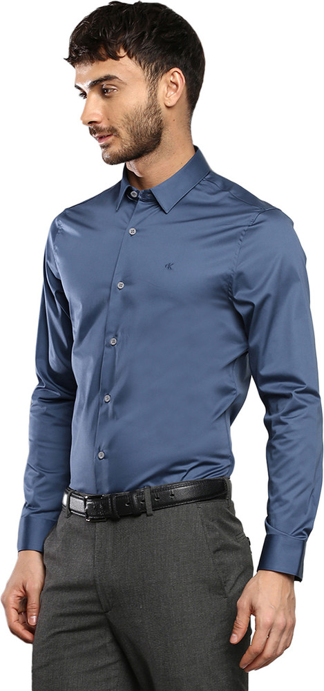 Calvin Klein Men Solid Formal Dark Blue Shirt - Buy Calvin Klein Men Solid  Formal Dark Blue Shirt Online at Best Prices in India | Flipkart.com